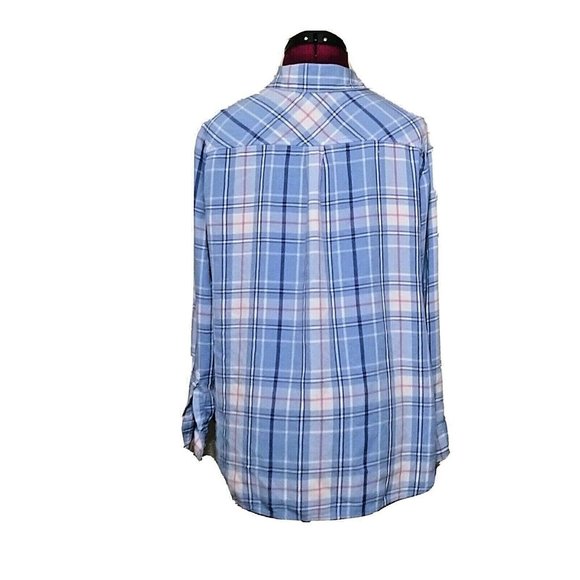 Old Navy Womens The Classic Shirt Plaid Size Large Pocket Pleated Button… - Picture 2 of 6